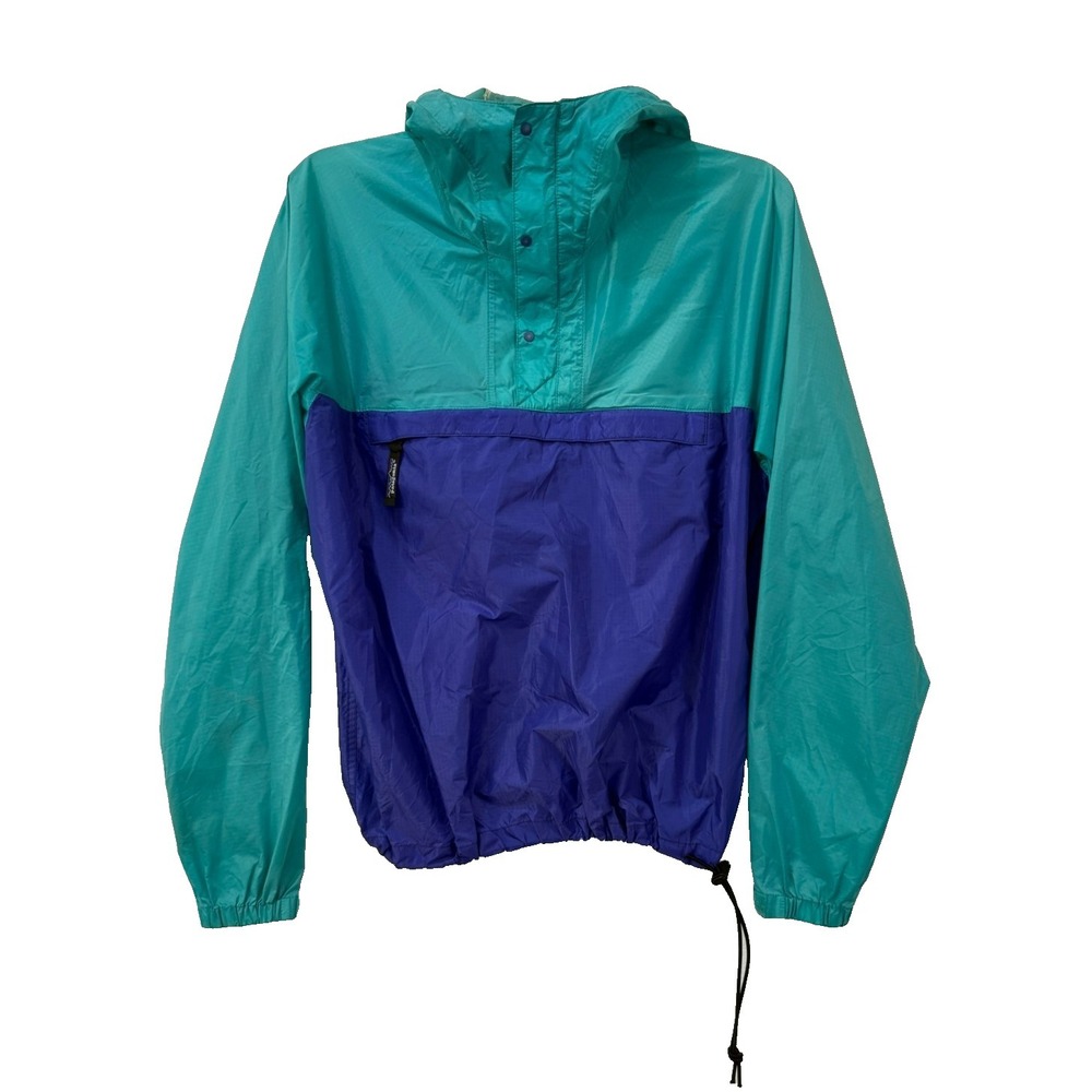 Vintage Patagonia Nylon Hooded Anorak‎ Rain Jacket Green Purple Size XS